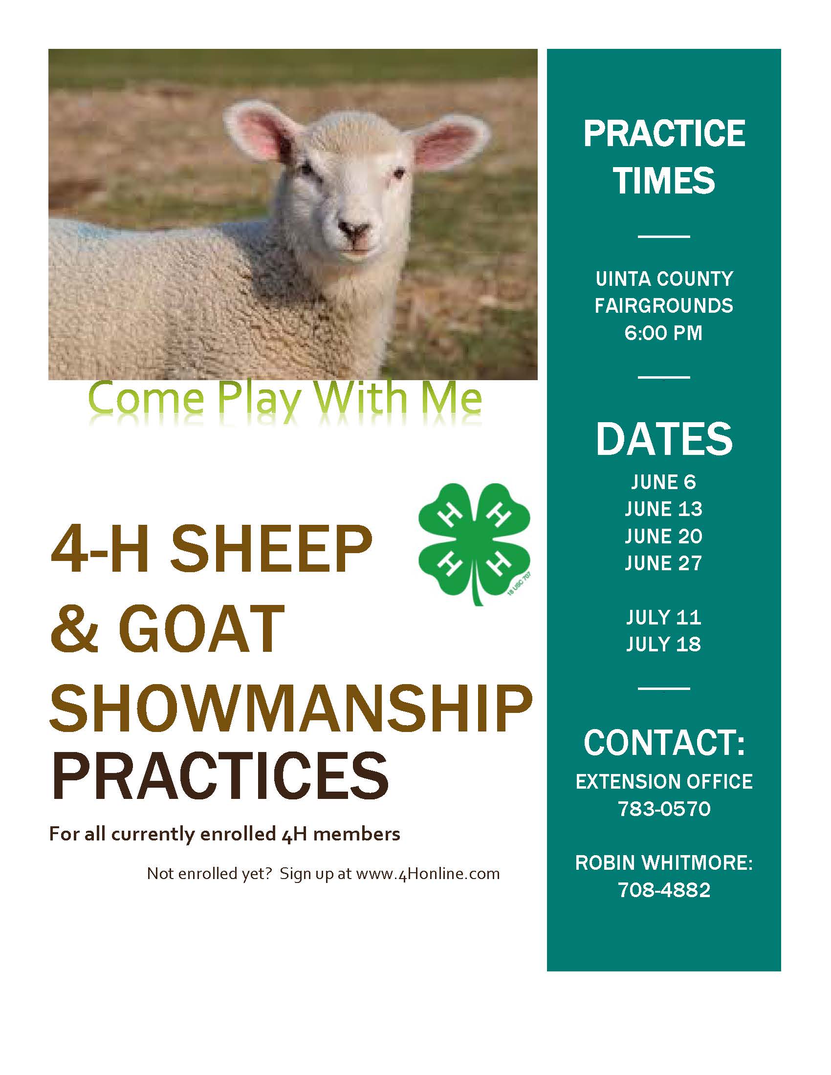 2019 Sheep-Goat Showmanship Practices Flyer